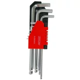 Kép 1/2 - AWTools imbuszkulcs készlet, gömbfejű, CrV 6150, rövid, 1.5-10mm, 9db
