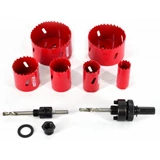 Kép 2/2 - AWTools körkivágó készlet, bimetál, 4-6TPI, 22-73mm, 8 részes