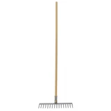Kép 2/3 - AWTools fém gereblye fa nyéllel, 1.35m, 9.5x49cm, 18fog
