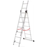 Kép 1/7 - AWTools létra, 3 részes, alumínium, 150kg, 3x7 fok