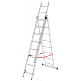 Kép 1/7 - AWTools létra, 3 részes, alumínium, 150kg, 3x8 fok