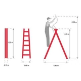 Kép 2/2 - AWTools létra, fa, kétágú, 150kg, 2x4 fok