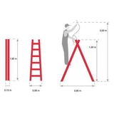 Kép 2/2 - AWTools létra, fa, kétágú, 150kg, 2x6 fok