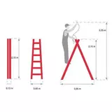 Kép 2/2 - AWTools létra, fa, kétágú, 150kg, 2x7 fok