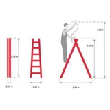 Kép 2/2 - AWTools létra, fa, kétágú, 150kg, 2x7 fok