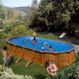 Kép 1/3 - Pontaqua Wood Star fémfalas medence, 7.30x3.75x1.32m