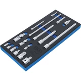 Kép 2/2 - BGS-4144 Műhelykocsi-betét, hosszabbító-, adapter- és csuklókészlet 17 darabos