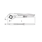 Kép 2/2 - Beta 378/410 svéd csőfogó, 45°-os keskeny pofa, 410mm