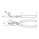 Kép 2/2 - Beta 1033/225 45°-os hajlított belső Seeger-fogó, barnított, PVC-bevonattal, 225mm