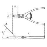 Kép 2/2 - Beta 1037/225 45°-os hajlított külső Seeger-fogó, barnított, PVC-bevonattal, 225mm