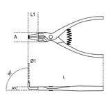 Kép 2/2 - Beta 1038/220 90°-os hajlított külső Seeger-fogó, barnított, PVC-bevonattal, 220mm