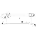 Kép 2/2 - Beta 142/10 csillag-villáskulcs irányváltós racsnival, 10x10mm