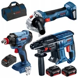 Kép 1/15 - Bosch akkus szerszámgép szett, GBH 180-LI, GWS 180-LI, GDX 180-LI, 18V (2x5Ah akku és töltő)