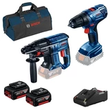 Kép 1/7 - Bosch GBH 180-LI akkus fúrókalapács és GSR 180-LI fúrócsavarozó, 18V (2x4Ah akku és töltő)