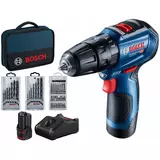 Kép 1/5 - Bosch GSB 12V-30 akkus ütvefúró-csavarozó készlet kofferben, 12V, 10mm (2db 2Ah akkuval és töltővel)