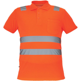 Kép 1/2 - Cerva Jaen galléros póló, fényvisszaverő csíkokkal, narancssárga, 5XL