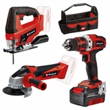 Kép 1/7 - Einhell TE-TK 18/3 Li Kit (JS+CD+AG) akkus szerszámgép szett, 1x4.0Ah akkuval és töltővel