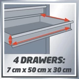 Kép 6/7 - Einhell TC-TW 100 szerszámkocsi 4+1 fiókos