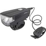 Kép 1/5 - Extol Light biciklis, akkus elülső LED lámpa duda funkcióval, USB, fehér, 5W, 350lm
