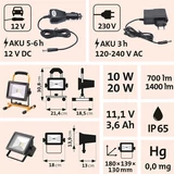 Kép 6/8 - Extol hordozható LED munkalámpa, IP65, 20W, 1400lm