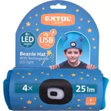 Kép 4/4 - Extol Light kötött gyereksapka akkus LED homloklámpával, USB, 4x25lm, kék