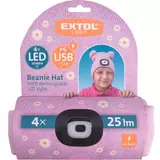 Kép 4/4 - Extol Light kötött gyereksapka akkus LED homloklámpával, USB, 4x25lm, rózsaszín