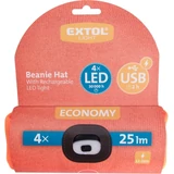 Kép 4/4 - Extol Light kötött sapka akkus LED homloklámpával, USB, 4x25lm, narancs
