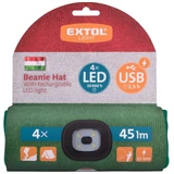 Kép 4/4 - Extol Light kötött sapka akkus LED homloklámpával, USB, 4x45lm, piros-fehér-zöld