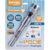 Kép 2/2 - LED lámpa, kb.10W CREE T6, 800Lm, 4000 mAh Li-ion akku, ALU ház, USB töltőkábel, power bank funkció, 0,36 kg, akár 500m