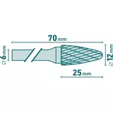 Kép 3/3 - Extol keményfém turbómaró, íves, kerek orrú, 12x25x6mm