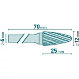 Kép 3/3 - Extol keményfém turbómaró, íves, kerek orrú, 12x25x6mm