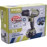 Kép 5/5 - Extol akkus fúró csavarozó, 12V, Li-ion, 1db 1300 mAh akkuval