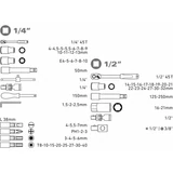 Kép 3/5 - Extol racsnis dugókulcs készlet, 45fog, 1/4&quot;-1/2&quot;, 4-32mm, 65 részes