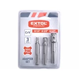 Kép 2/2 - Extol dugókulcs adapter készlet 3db-os, 1/4"-3/8"-1/2"