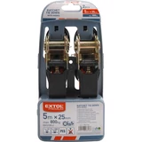 Kép 2/2 - Extol racsnis rakományrögzítő gurtni, kampós, 5m×25mm 2db