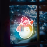 Kép 1/3 - Family Christmas karácsonyi RGB LED dekor, öntapadós, hóember
