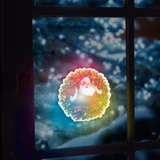 Kép 1/3 - Family Christmas karácsonyi RGB LED dekor, öntapadós, koszorú