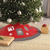 Kép 1/3 - Family Christmas karácsonyfa alá terítő, poliészter, 97cm, szürke/piros