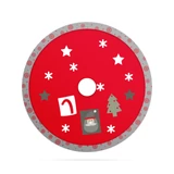 Kép 2/3 - Family Christmas karácsonyfa alá terítő, poliészter, 97cm, szürke/piros