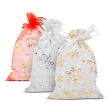 Kép 1/4 - Family Christmas organza ajándéktasak, 3-féle, 10x15cm