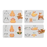 Kép 3/4 - Family Christmas sütikiszúró forma, 3D fenyőfa, hóember, rénszarvas, szánkó, 8db-os