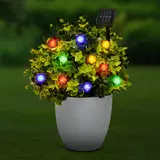 Kép 3/4 - Family Decor szolár LED fényfüzér, 20 LED, színes virágos, 2.3m