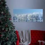 Kép 2/2 - Family Decor LED-es fali kép, téli táj, 30 hidegfehér LED, 2xAA, 70x30cm