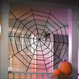 Kép 2/3 - Family Halloween dekoráció, plüss pókháló, 200cm, fekete