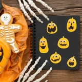 Kép 2/2 - Family Halloween textil matrica, tök, mozgó szemekkel, 10db