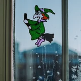 Kép 2/2 - Family Halloween színes ablakdekor, csillámos boszorkány