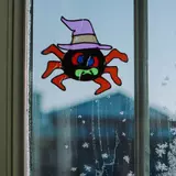 Kép 2/2 - Family Halloween színes ablakdekor, csillámos pók
