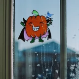 Kép 2/2 - Family Halloween színes ablakdekor, csillámos tök