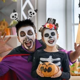 Kép 2/2 - Family Halloween hajráf, kalap, csontváz