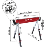Kép 6/6 - Fortum fűrészbak, összecsukható, 615-820mm, 590kg